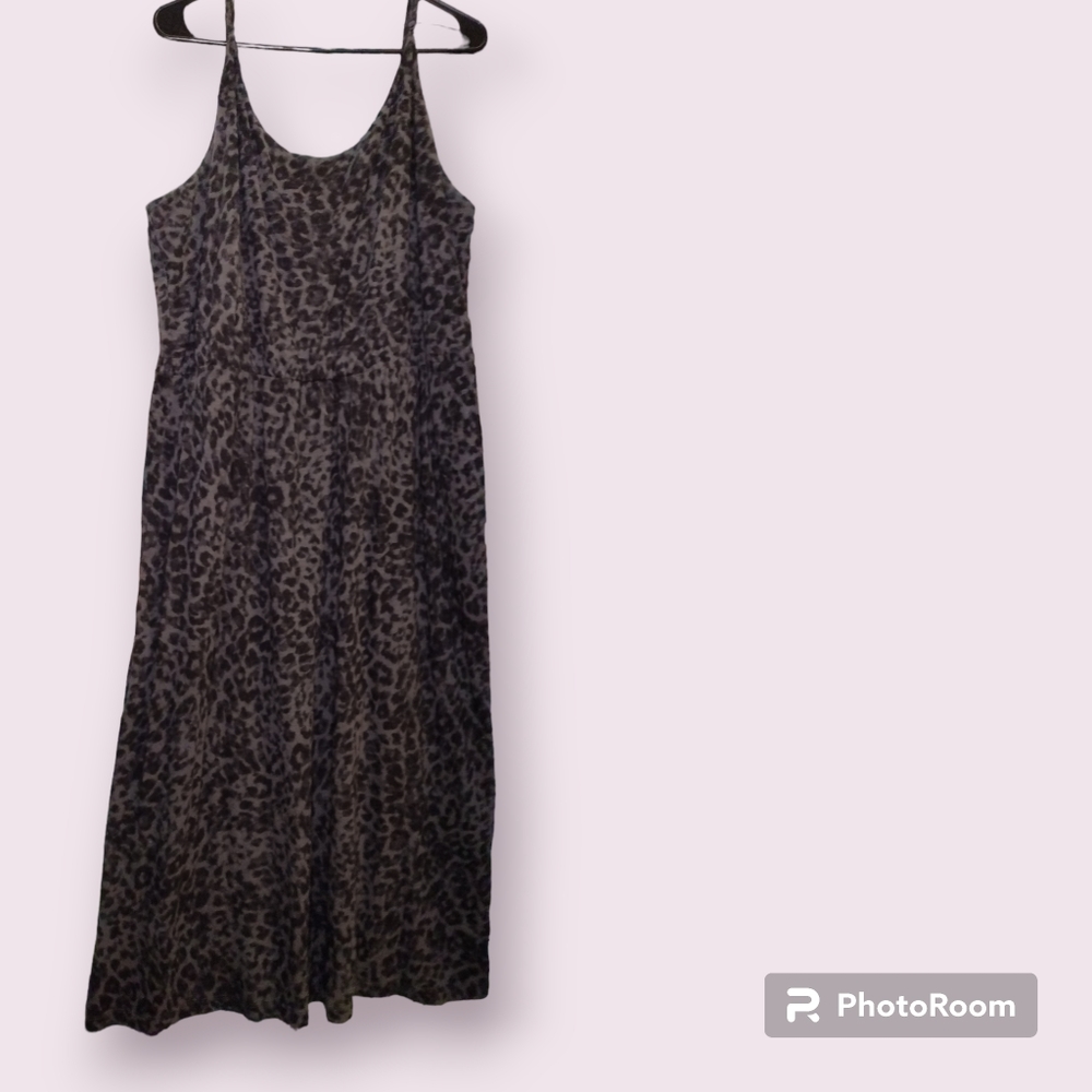 100% cotton Old Navy midi summer dress leopard print size Large